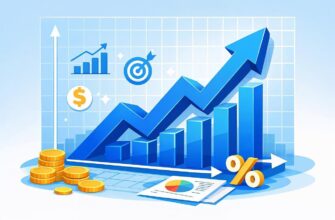 business, growth, chart, arrow, success, finance, investment, profit, market, blue, statistics, economy, strategy, data, money, coins, goals, target, infographic, analysis, ai generated