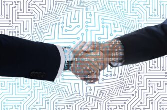 blockchain, people, shaking hands