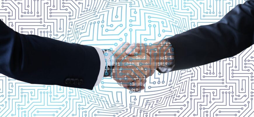 blockchain, people, shaking hands