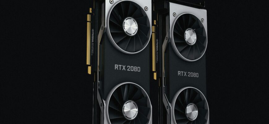 a pair of black and silver graphics cards